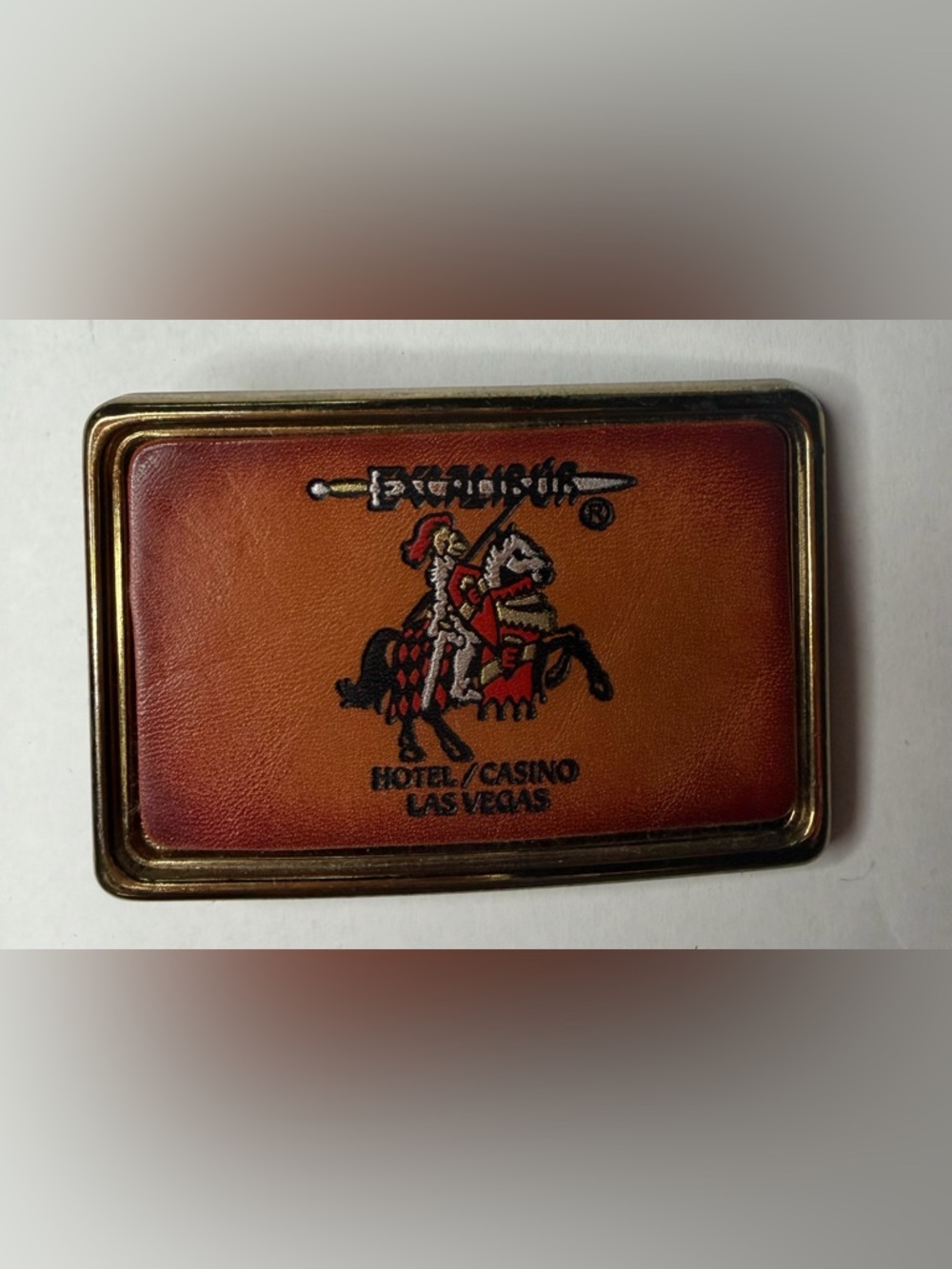 Vintage Belt Buckle Excalibur Hotel/Casino in Las Vegas Brass Leather